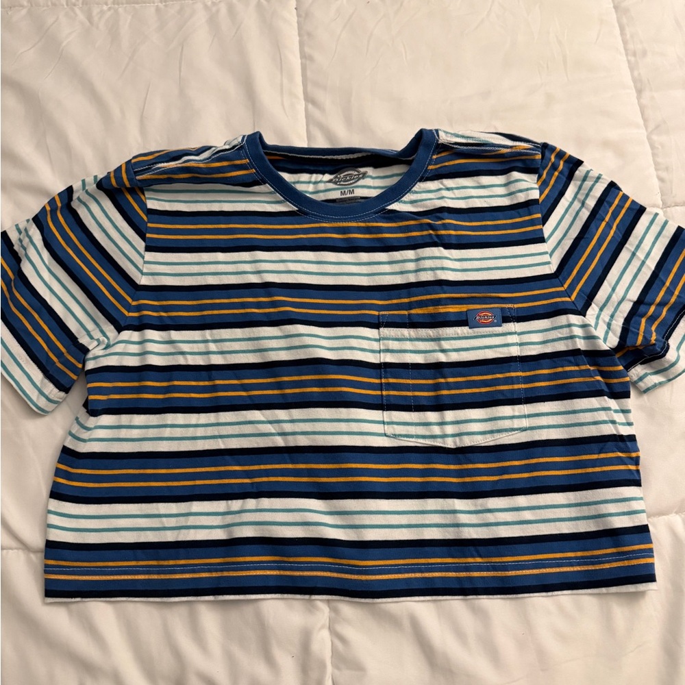 Dickies Striped Short-Sleeve Tee in Navy, White & Mustard